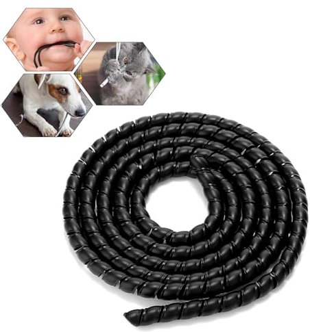 FENGCHUANG 5M Kabelschutz, Schwarz Kabelschutzschlauch, Hitzebeständig Spiralschlauch, Kabel Schlauch, fur Schutz von Kabeln und zu Verhindern, DASS Katzen, Hunde und Kinder Kabel Kauen