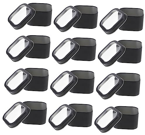 Sewroro 15pcs Square Metal Tins Window Lids Storage Tin Container for Candle Making