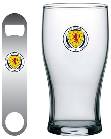Scotland Pint Glass & Bar Blade Bottle Opener Set Official SFA Football