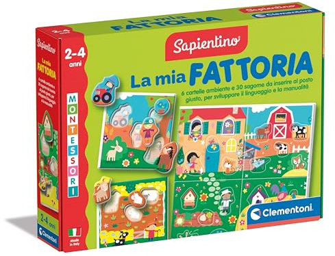 Clementoni Sapientino Montessori - La mia Fattoria, Gioco Educativo con Puzzle Animali Sagomati per Bambini 2-4 Anni, Sviluppo del Linguaggio e Tattile, Made in Italy, Lingua Italiana, 16856