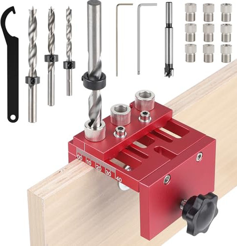 EFUTURETIME 3-in-1 Doweling Jig Kit, 6/8/10/15mm Bohrschablone, Vertikale Taschenloch Bohrhilfe, Verstellbare Dübelschablone für schnelle und genaue Bohrungen und Verbindungen