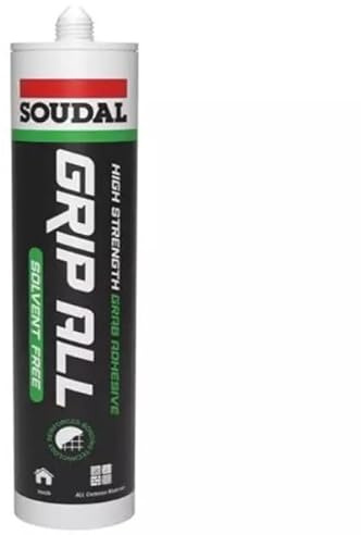 Soudal Grip All Solvent Free Adhesive Sealant Cartridge White 290ml Ultra Strong Gap Filling Fibre Reinforced Sealing And Bonding In The Building And Construction