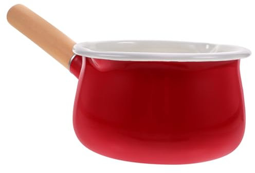 Amosfun Pentola Per Latte Manico Smaltata 15 Cm Piccola Casseruola Per Alimenti Ragazzo Ragazza Riscaldare Latte Fornelli Elettrici Induzione Cucina