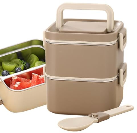 Lunch Box in acciaio inossidabile, contenitori per Lunch Box,Scatola da picnic in metallo per alimenti | Portapranzo impilabile per carichi pesanti, contenitori per il pranzo a prova di perdite per sn