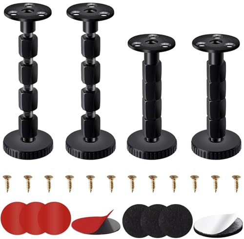 Draupnir 4 Pièces Pied de Meuble Reglable, Pieds Réglables en Hauteur de 25 à 120 mm, Pieds Table Réglable Peuvent être Percés ou Auto-adhésifs pour Meuble Armoires Canapé Bureau Cuisine