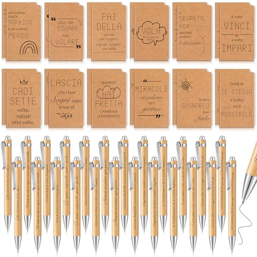 Sinmoe 48 Pezzi Regalo Motivazionale per Colleghi 24 Quaderni Ispirazione Mini Taccuini Motivazionali 24 Penne con Frasi Italiano Regali Ringraziamento Natale per Studenti Insegnanti Collega 12 Stili