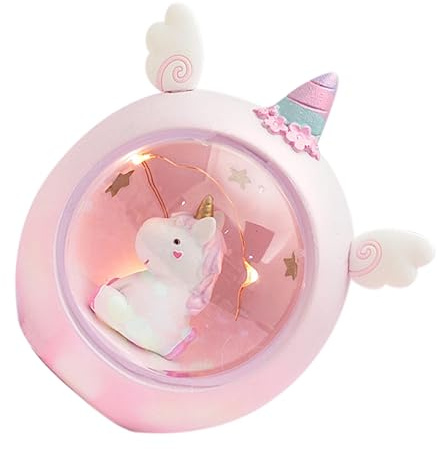 Uonlytech Luce notturna unicorno regali per luci per la cameretta dei lampada scrivania lampade da scrivania luce di unicorno di compleanno lampada unicorno resina rosa