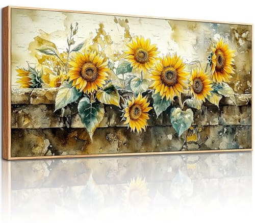 hyidecorart Moderne Blumen Bilder mit Rahmen Aesthetic Gemälde 50x100 cm