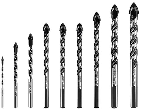 9 Pezzi Punta da Trapano per Piastrelle, Set di Punte da Trapano Professionali (3/4/5/6/6/6/8/10/12mm), per Piastrelle di Ceramica, Mattoni, Plastica, Cemento, Legno, Vetro