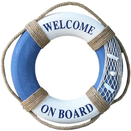 Anillo de Conservador Life, Anillo de natación de Espuma Colgante de Estilo mediterráneo con Cuerda perimetral de 16 Pulgadas de Piscina Liviana portátil para Nadar, río, Marea