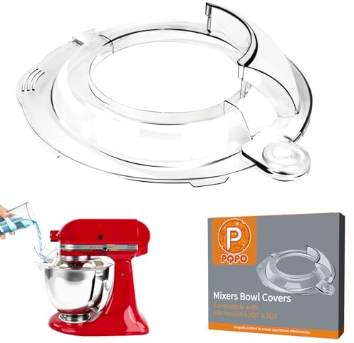 Pouring Shield Compatible with Kitchen Aid Tilt Head 4.5-5 Quart Mixer, Fully Enclosed Foldable Lid Mixer Bowl Cover