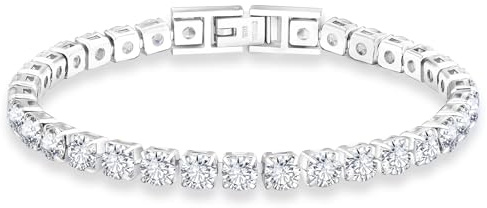 KRKC Damen Armband, 5mm Edelstahl Tennis Armband 5A Zirkonia, Nickel-frei Rostfrei Armkette Schmuck Geschenk für Frauen Geburtstag Muttertag Länge 19cm