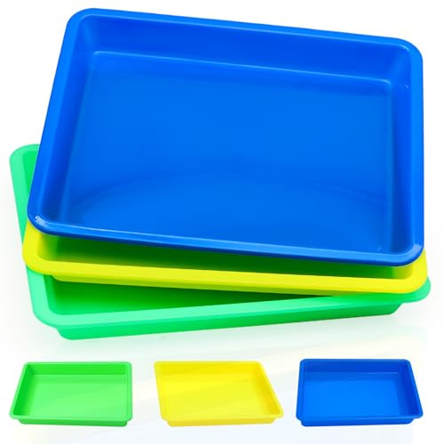 6 bandejas reutilizables para niños, 27,5 x 21,2 cm, bandejas de plástico multiusos, bandeja de juego sensorial colorida para juguetes infantiles, manualidades, almacenamiento de Lego (6 piezas)