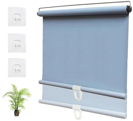 RAGGZZ Saugnapf-Rollos, Verdunkelungsvorhang, Stanzfrei Einziehbar Sonnenschutz for den Balkon, Sonnenschutz Isolierung Beschattungsvorhang Rollo for Fenster(45 * 150cm(18 * 59in))
