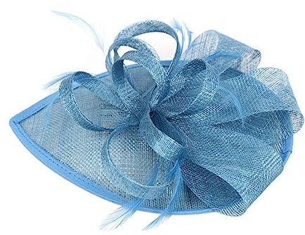 Veemoon Vintage Fascinator Hut Für Frauen Elegante Hochzeits Cocktail-party-kopfbedeckung Mit Blume Blau Für Brautpartys Kirchen Und Kostümpartys