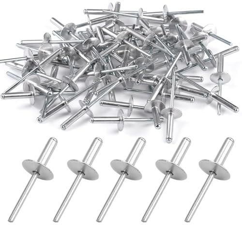 60 Pièces Rivets Aveugles en Aluminium avec Large Bride, 4.8 x 20mm Rivet Aveugle à Grande Bride, Rivets Pop en Aluminium à Tête Large, pour Tôle, Travail du Bois, Industriel, Tête de 16 mm (Argenté)