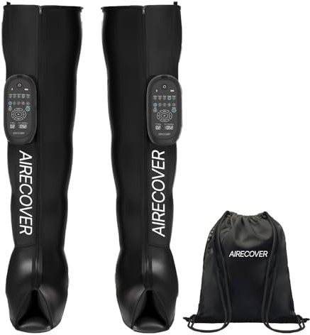 Airecover Presoterapia para Casa Inalámbrico, Masajeador de Piernas con 5 Cámaras, Drenaje Linfático y Relajación Muscular, Circulación y Recuperación, 30–250 mmHg, 5 Modos, 2h Batería (L)