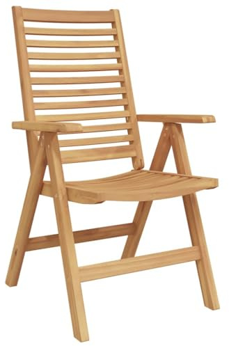 vidaXL Gartenstuhl 8 pcs Braun 52 x 64,5 x 108 cm Teak-Massivholz, Verstellbarer Holzhocker, rustikaler Liegestuhl, Faltbare Loungemöbel für Garten und Terrasse