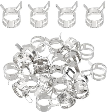 PATIKIL Spring Band Hose Clamps, 20 Pcs for 16.2-17.9mm OD 0.6(14mm) ID Manganese Steel Spring Clip Pipe for Fuel Line Silicone Vacuum Air Hose Tube Water Pipe, Silver