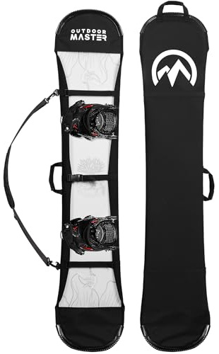 OutdoorMaster Update Snowboard Sleeve Soft Cover Case with Rubber Bumpers, Detachable Padded Shoulder Strap - L