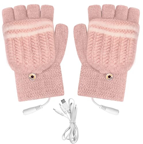 USB Heated Gloves Mittens for Women and Men,Heated Knitting Gloves