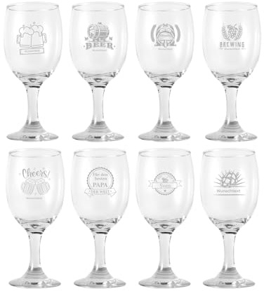 Personalisiertes Bierglas mit Gravur, Kristallglas, 400ml, Verschiedene Bier-Motive, Geschenk für Bierliebhaber Vatertag für Männer, Spülmaschinenfest