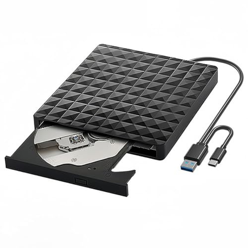 HOPILYIQS Type-C & USB 3.0 External Blu-Ray Burner, Portable Optical Drive with 3D/25G/50G Disc Support, Plug-and-Play DVD/CD Player & Recorder for Desktop and Laptop Computers