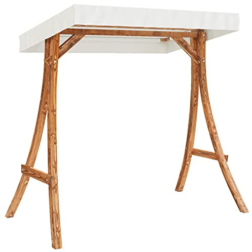 Mokuyary Schaukelgestell mit Dach Creme Bugholz Massiv Teak-Finish für Terrasse, Garten, Balcon