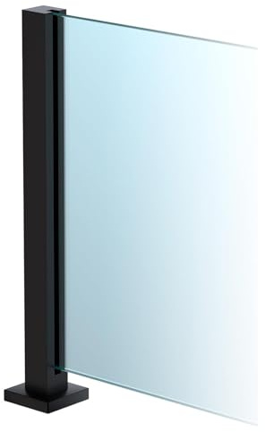 Sistema de Postes para barandillas de Vidrio 85/95/105 cm, Poste de balaustrada de Acero Inoxidable 304, Apto para barandillas de Interiores y Exteriores en terrazas,Black~End Post,95cm