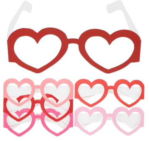 DECHOUS 6 Pezzi Occhiali da Festa a Forma di Cuore Rosa in Carta 3d, Facili da Usare Montatura Adorabile per Feste di San Valentino e Party Romantici
