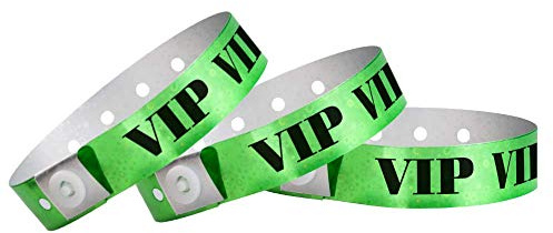100 WristCo Holographic Green VIP Plastic Wristbands - Wristbands for Events
