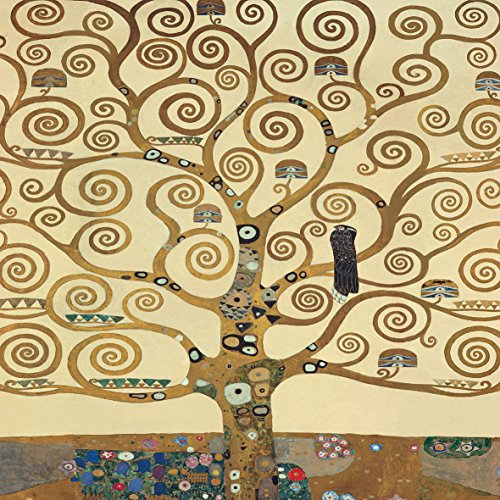 LuxHomeDecor Gustav Klimt L'Albero della Vita 50x50 cm Quadro Stampa su Pannello in Legno MDF Bordo Nero