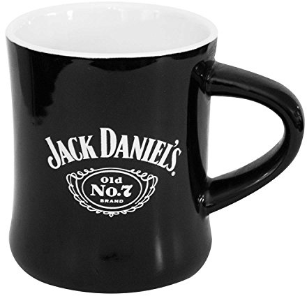 Jack Daniel's Keramik Tasse, 237 ml, Logo, Mikrowellengeeignet, Schwarz, Modern, Erwachsene, 1 Stück