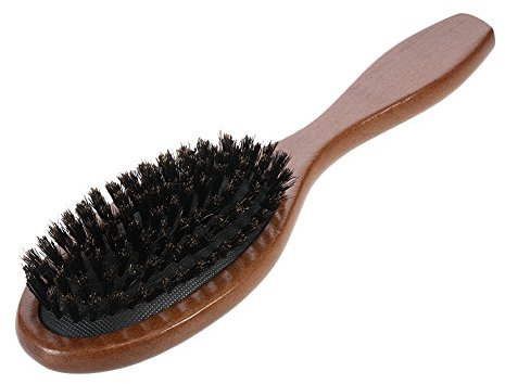 Anself Brosse à Cheveux de poils de Sanglier Naturel, Antistatique Massage du Cuir Chevelu Peigne, Ovale, Poignée en Bois de Hêtre
