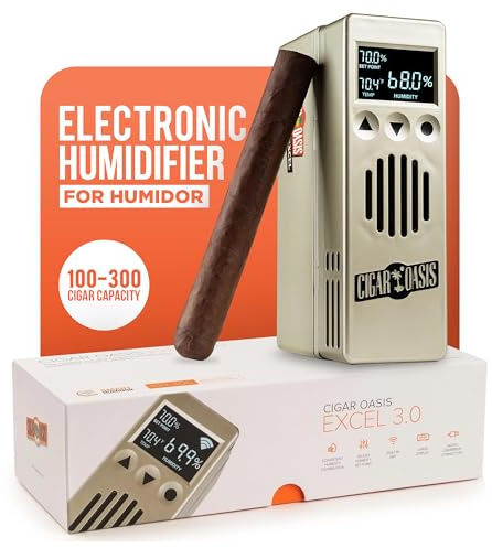 Cigar Oasis Excel 3.0 Electronic Humidifier for 1-4 Cubic ft. (75-300 Cigar Count) Humidors – The Original Set it and Forget it humidification Solution for Any Style Cigar humidor or Cigar Cooler