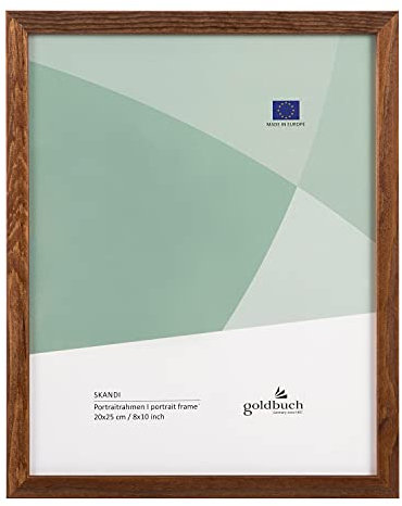 goldbuch 90 0595 Bilderrahmen Skandi 20x25 cm, Einzelrahmen aus Echt Holz, Portraitrahmen zum Stellen, Holzrahmen mit Wandhalterung, Foto Rahmen, Frame braun