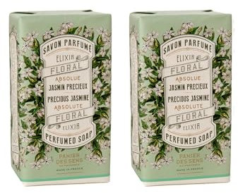 Panier des Sens – Jasmin Seifenstück mit Sheabutter – Feuchtigkeitsspendende & Milde Seife für Empfindliche Haut – Langanhaltender Duft – 99% Natürlich – 2 x 150g