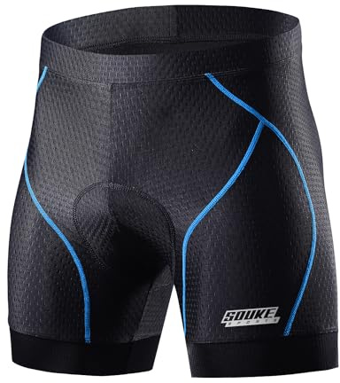 Souke Sports Cuissard de Cyclisme Homme avec Pince de Jambe Antidérapante Shorts de Vélo de 4D Rembourré Caleçon de VTT sous-vêtement de Sports Super Léger et Séchage Rapide