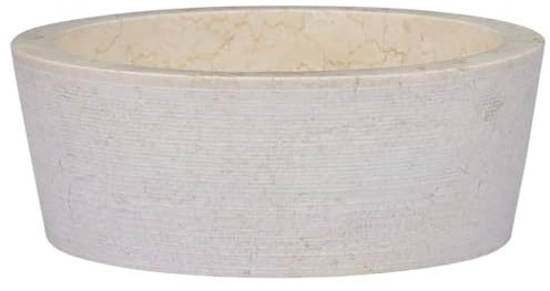 vidaXL Lavabo de Salle d'Eau Vasque à Poser de Toilette Lave-mains de Salle de Bain Lavabo de Salle d'Eau Maison Intérieur Crème Ø40x15 cm Marbre