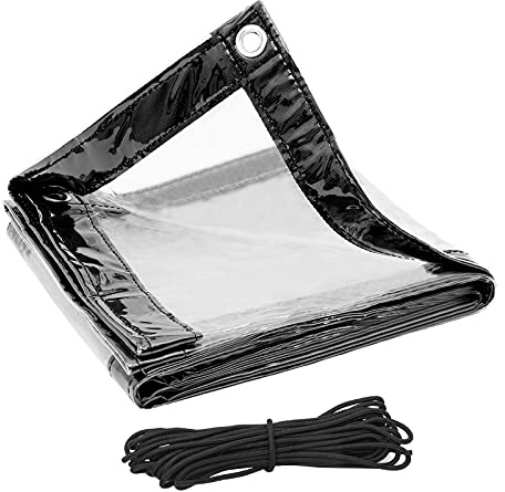 WOLTU Transparente PVC Abdeckplane Wasserdicht mit Ösen 2x2m | 380g/m²; PVC; mit Seil; Windschutz; Regenschutz; für Terrasse/Pavillon