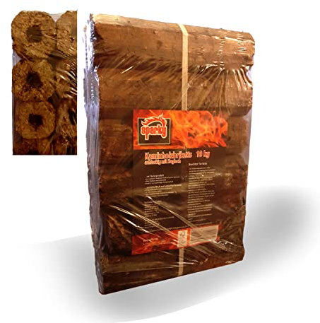Holzbriketts 10 kg Hartholzbriketts 1x10 kg Kaminbriketts Ofen achteckig mit Zugloch