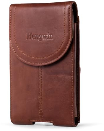 Hengwin Echtes Leder Telefon Holster Handy Gürteltasche für iPhone 16 Plus, 16 15 14 13 Pro Max, Handyzubehör Kompatibel mit Samsung Galaxy S25 S24 S23 Ultra F06 A06 5G, Gurteltasche Hüfttasche Herren