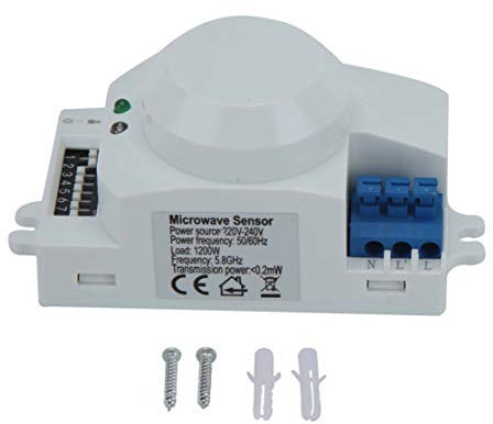 Sensore di Movimento a Microonde a 360 Gradi Rilevatore di Movimento Interruttore della Luce Intelligente 5.8GHZ Montaggio a Soffitto per Interni HF 2M-10M 10-2000Lux