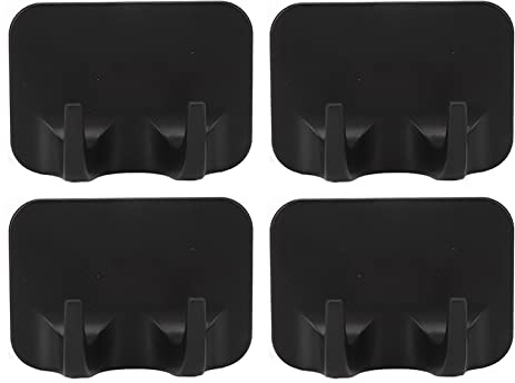 4 Stück Wandhaken Kleiderhaken Selbstklebend ABS Kunststoff Doppelkopf Schranktür Kleine Haken Handtuchhaken Wand Kleiderbügel für Zuhause, Badezimmer, Küche(Schwarz)