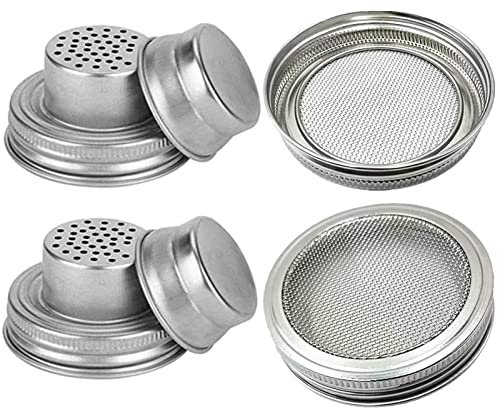 Mason Jar Shaker Lids Regular Mouth 316 Stainless Steel Mesh Strainer Lid Wide Mouth Sprouting Lid for Salad Sprouts Alfalfa Broccoli Seeds Sprouter Kit