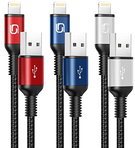 iPhone Charger Cable [Apple MFi Certified] 3Pack 6FT USB-A to Lightning Cable Nylon Braided Fast Charging Cord Compatible with iPhone 14/13/12/11 Pro Max/XR/XS/X/8/7/Plus/6S iPad/iPod/AirPods