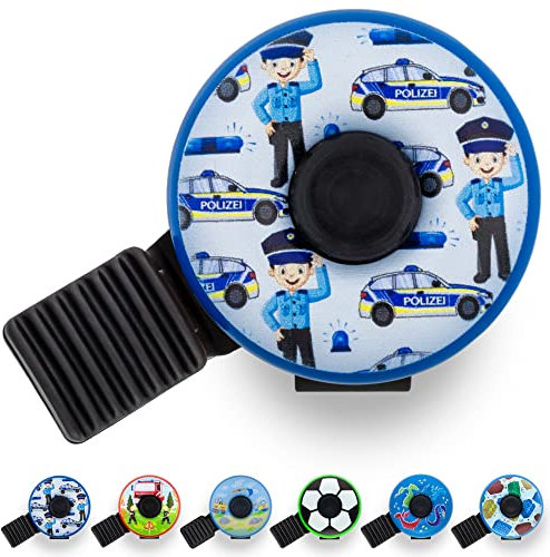 Fahrradklingel Kinder - Polizei Motiv - Fahrradklingel Kinder Jungen, Klingel Kinderfahrrad, Klingel Laufrad - klingelt laut, einfache Montage