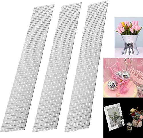4800 Stück Mini Spiegel Mosaik Selbstklebend Spiegelmosaiksteine Disco Ball Tiles 3 Rolle Mosaikfliesen Selbstklebend 5 x 5 mm Mirror Mosaic tiles für DIY Handwerk Dekoration Wandtattoos (Silber)