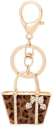 VALICLUD Schlüsselanhänger Mit Leopardenmuster Schlüsselanhänger Aus Strass in Taschenform Strass Taschenanhänger Damen Legierung Geschenk Einzigartig