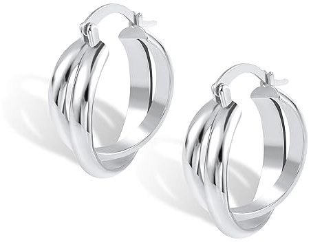 ALEXCRAFT Doppelt Creolen Silber Hypoallergen Ohrringe Kreolen Damen für Frauen Freundin Mama Mädchen
